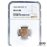 1864 Indian Head Cent NGC MS63 RB