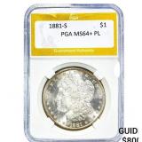 1881-S Morgan Silver Dollar PGA MS64+ PL