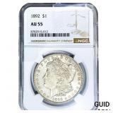 1892 Morgan Silver Dollar NGC AU55