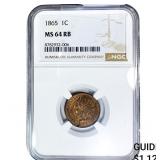 1865 Indian Head Cent NGC MS64 RB