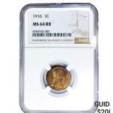 1916 Wheat Cent NGC MS64 RB