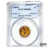 1939-D Wheat Cent PCGS MS66 RD