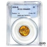1939-D Wheat Cent PCGS MS66 RD