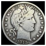 1915-S Silver Barber Half Dollar LIGHTLY  CIRCULA