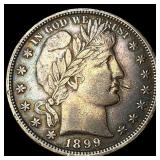 1899 Silver Half Dollar (Barber) NEARLY UNCIRCULAT
