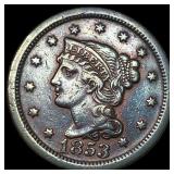 1853 Braided Hair Large Cent CLOSELY  UNCIRCULATE