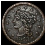 1853 Braided Hair Large Cent NEARLY  UNCIRCULATED