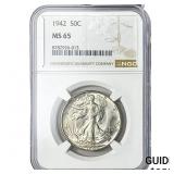 1942 Walking Liberty Half Dollar NGC MS65