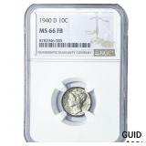 1940-D Mercury Silver Dime NGC MS66 FB