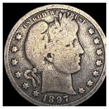 1897-S Silver Barber Quarter NICELY CIRCULATED
