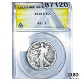 1916-S Walking Liberty Half Dollar ANACS AG3