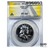1955 Franklin Half Dollar ANACS PF66 PROOF
