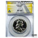1955 Franklin Half Dollar ANACS PF65 PROOF