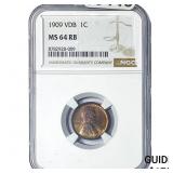 1909 Wheat Cent NGC MS64 RB