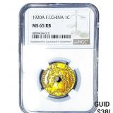 1920A French Indochina1 Cent NGC MS65 RB