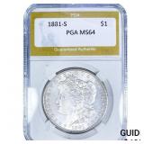 1881-S Morgan Silver Dollar PGA MS64
