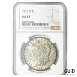 1921-D Morgan Silver Dollar NGC MS63