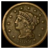 1853 Braided Hair Large Cent NEARLY  UNCIRCULATED