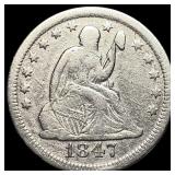 1847-O Silver Seated Liberty Quarter LIGHTLY  CIR