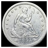 1853 Arrows/Rays Seated Liberty Quarter  CHOICE A