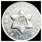 1851-O Silver Three-Cent Piece UNCIRCULATED