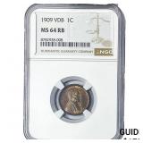 1909 Wheat Cent NGC MS64 RB