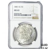 1881-CC Morgan Silver Dollar NGC MS63