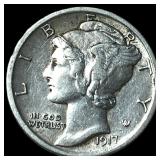 1917-D Silver Mercury Dime  CLOSELY UNCIRCULATED
