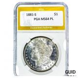 1881-S Morgan Silver Dollar PGA MS64 PL
