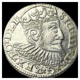 1597 Poland Silver 3 Groschen Sigismund III  CLOS