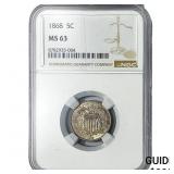 1868 Shield Nickel NGC MS63