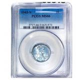 1943-S Wheat Cent PCGS MS66