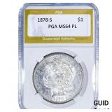 1878-S Morgan Silver Dollar PGA MS64 PL
