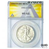 1941-D Walking Liberty Half Dollar ANACS MS63