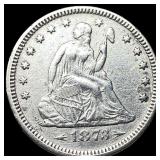 1873 Arrows Seated Liberty Quarter CLOSELY  UNCIR