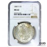1887-S Morgan Silver Dollar NGC MS62