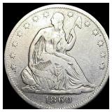 1860-O Silver Seated Liberty Half Dollar  LIGHTLY