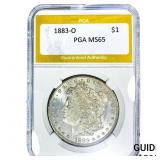 1883-O Morgan Silver Dollar PGA MS65