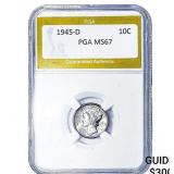 1945-D Mercury Silver Dime PGA MS67