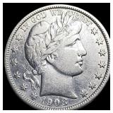 1908-D Silver Barber Half Dollar NEARLY  UNCIRCUL