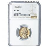 1946-S Jefferson Nickel NGC MS65