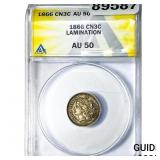 1866 Nickel Three Cent ANACS AU50