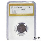 1922 No D Wheat Cent PGA VF25