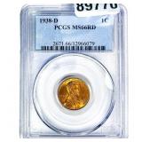 1938-D Wheat Cent PCGS MS66 RD
