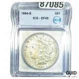 1884-S Morgan Silver Dollar ICG EF45