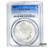 1887 Morgan Silver Dollar PCGS MS64