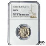 1938-D Buffalo Nickel NGC MS66