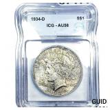 1934-D Silver Peace Dollar ICG AU58