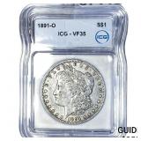 1891-O Morgan Silver Dollar ICG VF35