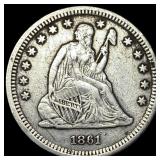1861 Seated Liberty Quarter NEARLY  UNCIRCULATED